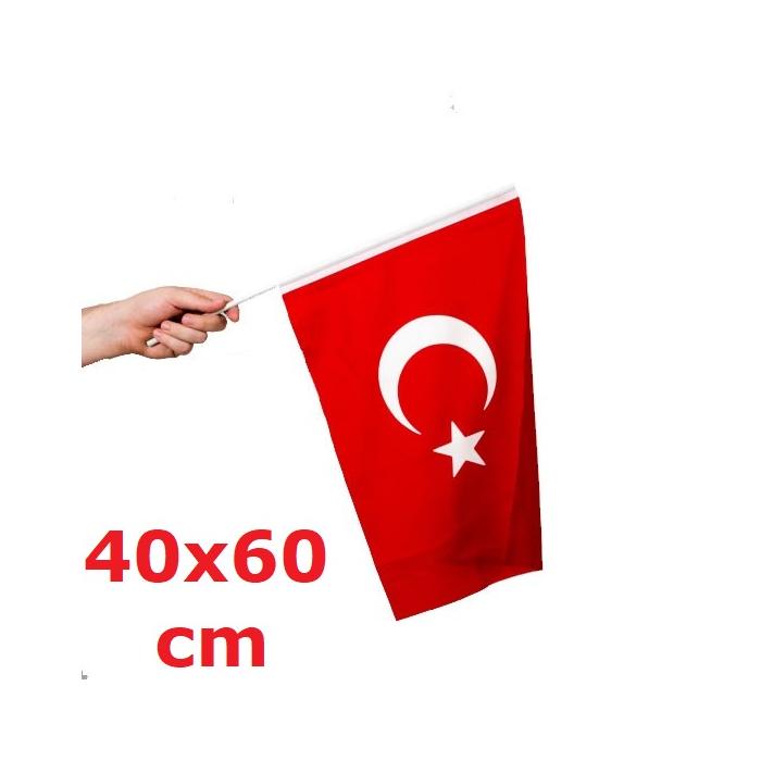Alpaka Kumaş Sopalı Türk Bayrağı (40x60 cm)