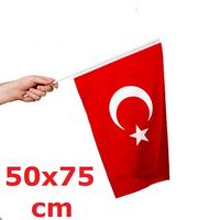 Alpaka Kumaş Sopalı Türk Bayrağı (50x75 cm)