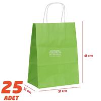 Büküm Saplı Kağıt Çanta Yeşil 41 x 31 cm