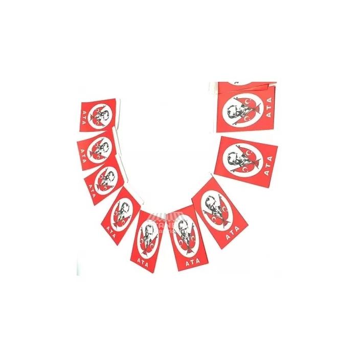 İpe Dizili Kağıt Atalı Bayrak 6 x 10 cm