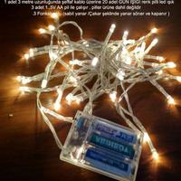 10 metre Boncuk Led Yılbaşı Gün Işığı Sarı Pilli