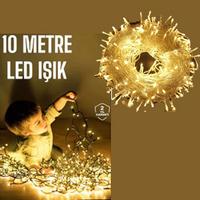 10m 100 Led Boncuk Lamba Gün Işığı Şeffaf kablo