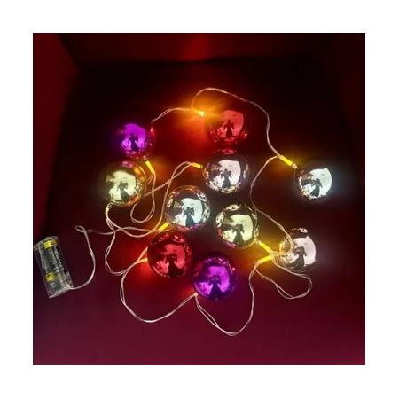 2 Metre 10 Led Pilli 2 Kademeli Parlak Top Led Yılbaşı Ağacı Süsü