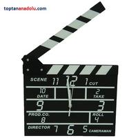 Clapperboard Clock Analog Klaket Duvar Saati