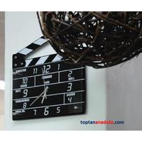 Clapperboard Clock Analog Klaket Duvar Saati