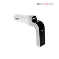 Bluetooth Araç Fm Transmitter Usb Girişli Beyaz Android Ios