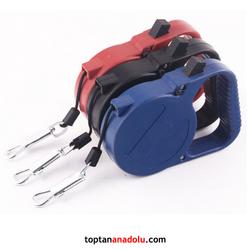 Çift Tuşlu Makaralı Köpek Tasması 3 Metre (3 Renk)