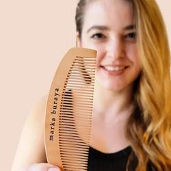 Doğal Ahşap Tarak Dar Dişli OVAL 