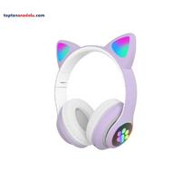 Led Işıklı Kedi Kulaklı Kulak Üstü Kablosuz Bluetooth Kulaklık Mikrofonlu